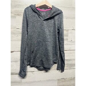 BCG Active Hoodie Girls M 8-10 Grey Pink Space Dye Thumbhole Pullover EUC